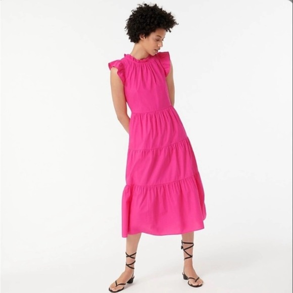 J. Crew Dresses & Skirts - J Crew Ruffle Tier Maxi Dress Fuschia Color Size Medium Tall ~